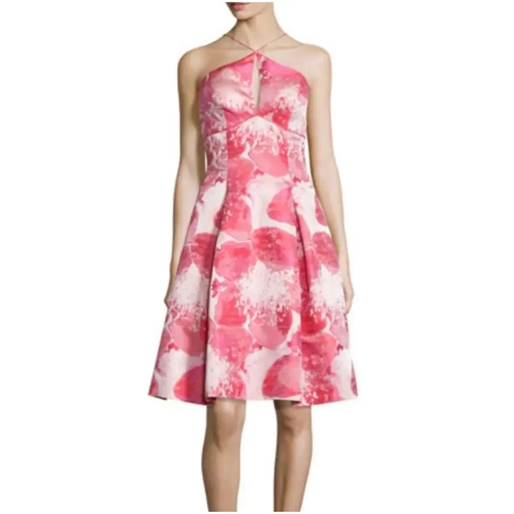 Aidan Mattox Halter Brocade Mini Dress